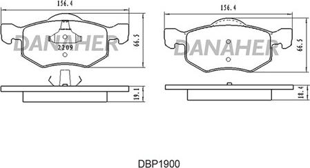 Danaher DBP1900 - Kit de plaquettes de frein, frein à disque cwaw.fr