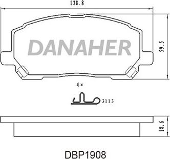 Danaher DBP1908 - Kit de plaquettes de frein, frein à disque cwaw.fr