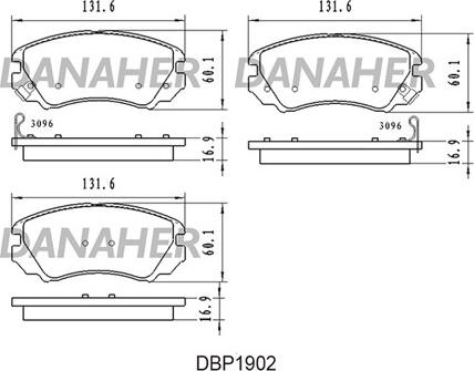 Danaher DBP1902 - Kit de plaquettes de frein, frein à disque cwaw.fr