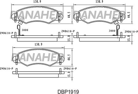 Danaher DBP1919 - Kit de plaquettes de frein, frein à disque cwaw.fr