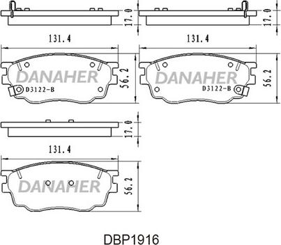 Danaher DBP1916 - Kit de plaquettes de frein, frein à disque cwaw.fr