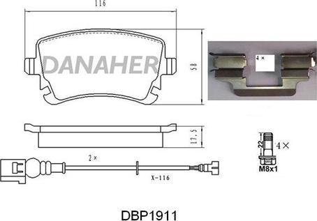 Danaher DBP1911 - Kit de plaquettes de frein, frein à disque cwaw.fr