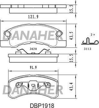 Danaher DBP1918 - Kit de plaquettes de frein, frein à disque cwaw.fr