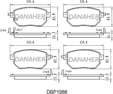 Danaher DBP1986 - Kit de plaquettes de frein, frein à disque cwaw.fr