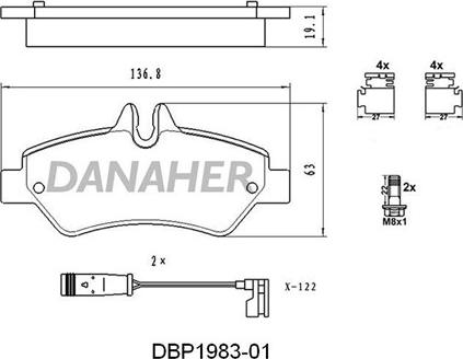 Danaher DBP1983-01 - Kit de plaquettes de frein, frein à disque cwaw.fr