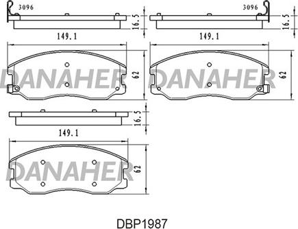 Danaher DBP1987 - Kit de plaquettes de frein, frein à disque cwaw.fr