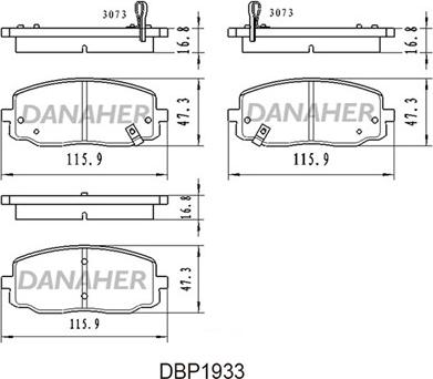 Danaher DBP1933 - Kit de plaquettes de frein, frein à disque cwaw.fr