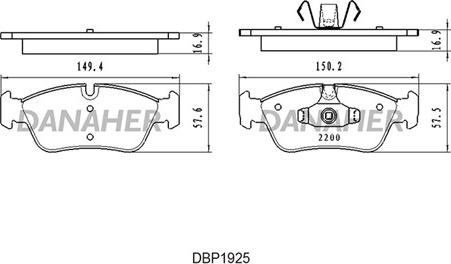 Danaher DBP1925 - Kit de plaquettes de frein, frein à disque cwaw.fr