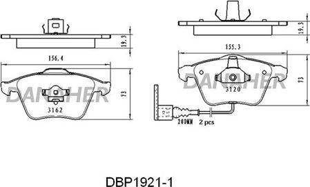 Danaher DBP1921/1 - Kit de plaquettes de frein, frein à disque cwaw.fr