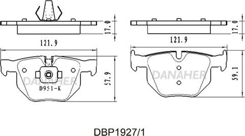 Danaher DBP1927/1 - Kit de plaquettes de frein, frein à disque cwaw.fr