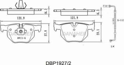 Danaher DBP1927/2 - Kit de plaquettes de frein, frein à disque cwaw.fr