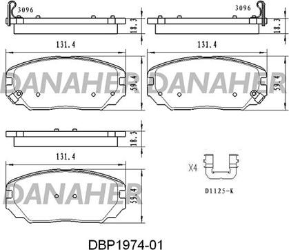 Danaher DBP1974-01 - Kit de plaquettes de frein, frein à disque cwaw.fr