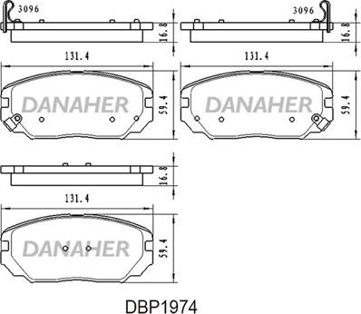 Danaher DBP1974 - Kit de plaquettes de frein, frein à disque cwaw.fr