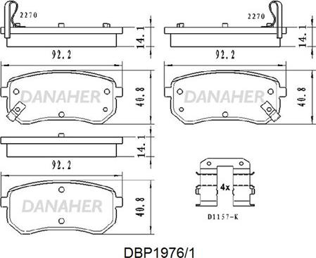 Danaher DBP1976/1 - Kit de plaquettes de frein, frein à disque cwaw.fr