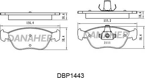 Danaher DBP1443 - Kit de plaquettes de frein, frein à disque cwaw.fr