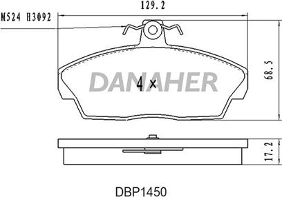 Danaher DBP1450 - Kit de plaquettes de frein, frein à disque cwaw.fr