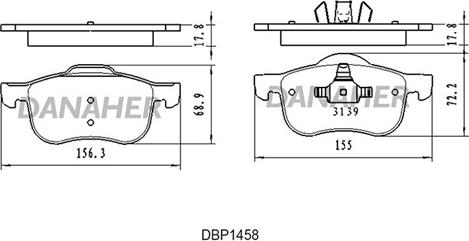 Danaher DBP1458 - Kit de plaquettes de frein, frein à disque cwaw.fr