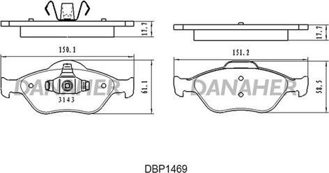 Danaher DBP1469 - Kit de plaquettes de frein, frein à disque cwaw.fr