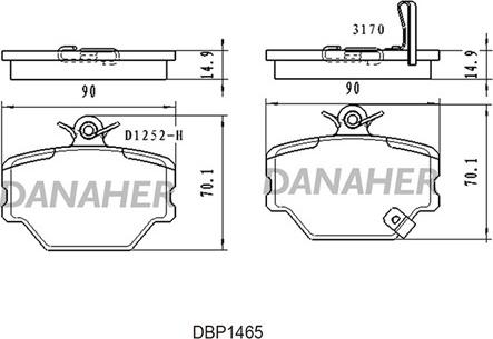 Danaher DBP1465 - Kit de plaquettes de frein, frein à disque cwaw.fr