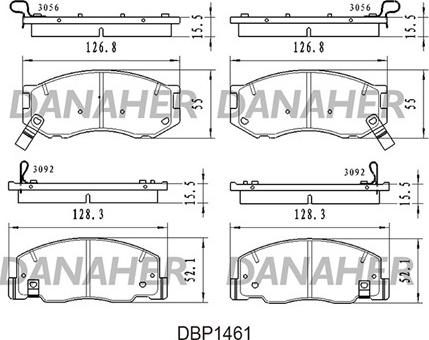 Danaher DBP1461 - Kit de plaquettes de frein, frein à disque cwaw.fr