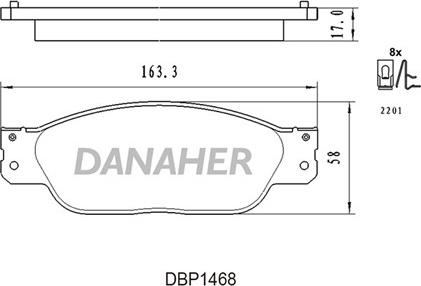 Danaher DBP1468 - Kit de plaquettes de frein, frein à disque cwaw.fr