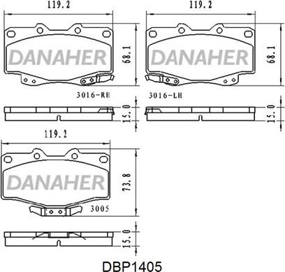 Danaher DBP1405 - Kit de plaquettes de frein, frein à disque cwaw.fr