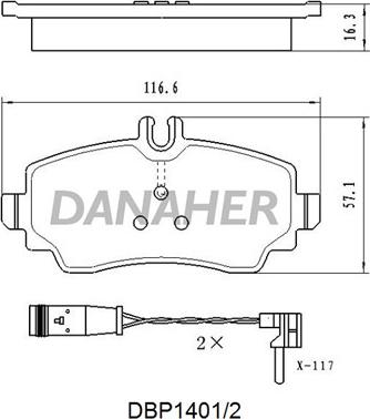 Danaher DBP1401/2 - Kit de plaquettes de frein, frein à disque cwaw.fr