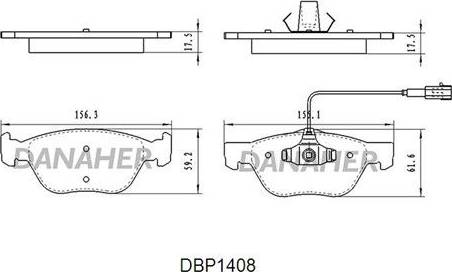 Danaher DBP1408 - Kit de plaquettes de frein, frein à disque cwaw.fr