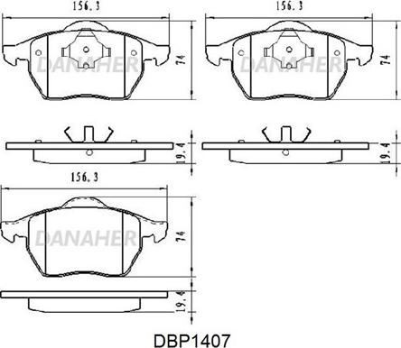 Danaher DBP1407 - Kit de plaquettes de frein, frein à disque cwaw.fr