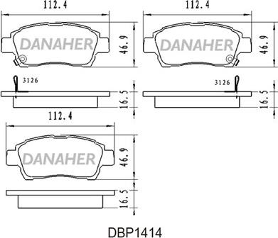 Danaher DBP1414 - Kit de plaquettes de frein, frein à disque cwaw.fr