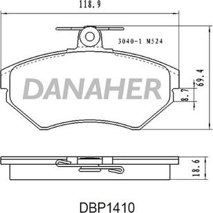 Danaher DBP1410 - Kit de plaquettes de frein, frein à disque cwaw.fr