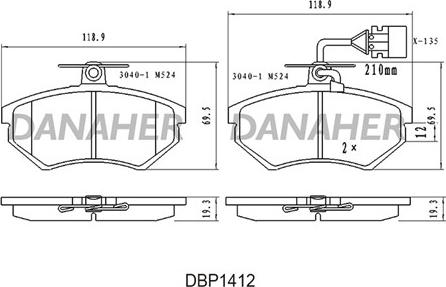 Danaher DBP1412 - Kit de plaquettes de frein, frein à disque cwaw.fr