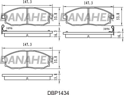 Danaher DBP1434 - Kit de plaquettes de frein, frein à disque cwaw.fr