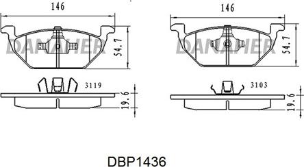 Danaher DBP1436 - Kit de plaquettes de frein, frein à disque cwaw.fr