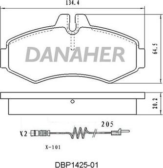 Danaher DBP1425-01 - Kit de plaquettes de frein, frein à disque cwaw.fr