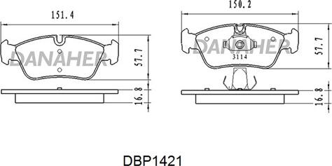 Danaher DBP1421 - Kit de plaquettes de frein, frein à disque cwaw.fr