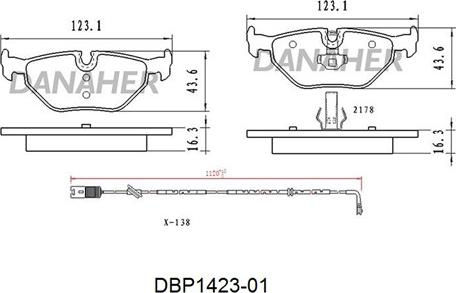 Danaher DBP1423-01 - Kit de plaquettes de frein, frein à disque cwaw.fr