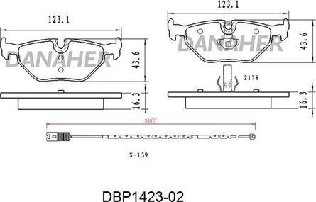 Danaher DBP1423-02 - Kit de plaquettes de frein, frein à disque cwaw.fr