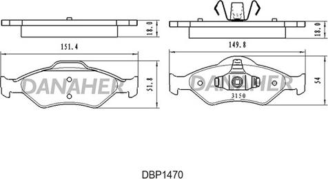 Danaher DBP1470 - Kit de plaquettes de frein, frein à disque cwaw.fr