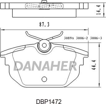 Danaher DBP1472 - Kit de plaquettes de frein, frein à disque cwaw.fr