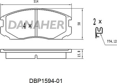 Danaher DBP1594-01 - Kit de plaquettes de frein, frein à disque cwaw.fr