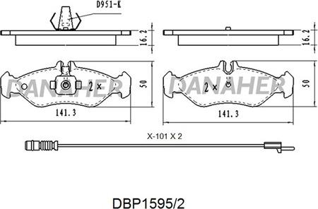 Danaher DBP1595/2 - Kit de plaquettes de frein, frein à disque cwaw.fr