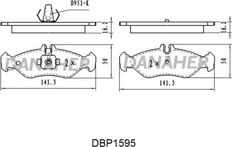 Danaher DBP1595 - Kit de plaquettes de frein, frein à disque cwaw.fr