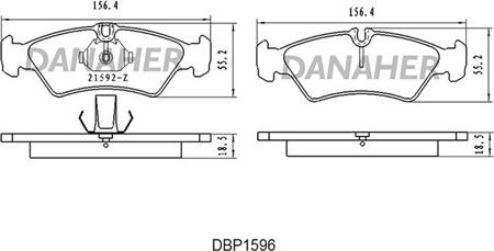 Danaher DBP1596 - Kit de plaquettes de frein, frein à disque cwaw.fr