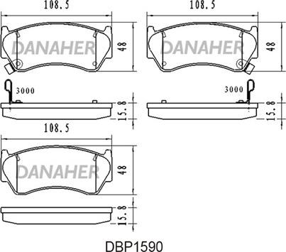 Danaher DBP1590 - Kit de plaquettes de frein, frein à disque cwaw.fr