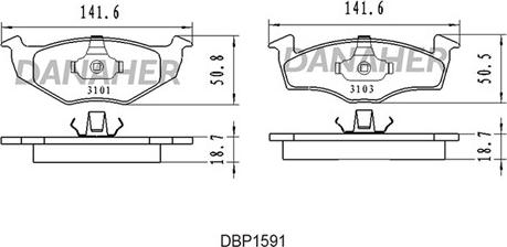 Danaher DBP1591 - Kit de plaquettes de frein, frein à disque cwaw.fr