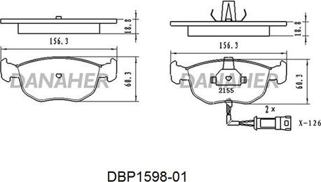 Danaher DBP1598-01 - Kit de plaquettes de frein, frein à disque cwaw.fr