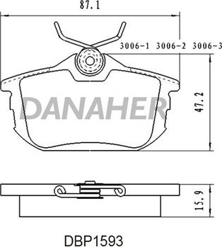 Danaher DBP1593 - Kit de plaquettes de frein, frein à disque cwaw.fr