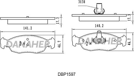 Danaher DBP1597 - Kit de plaquettes de frein, frein à disque cwaw.fr