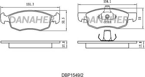 Danaher DBP1549/2 - Kit de plaquettes de frein, frein à disque cwaw.fr